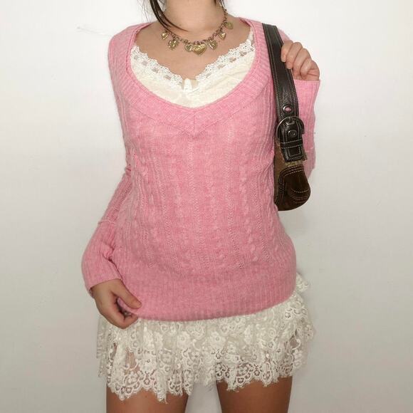 Y2k baby pink aeropostale vneck sweater - Picture 2 of 7